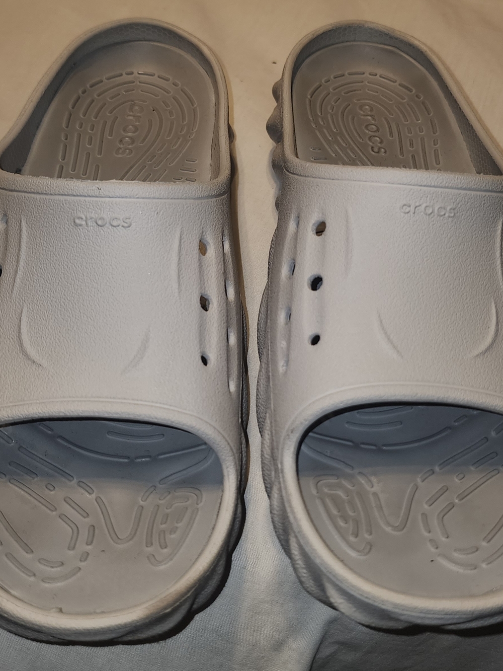 Crocs Slide Sandals in Light Gray